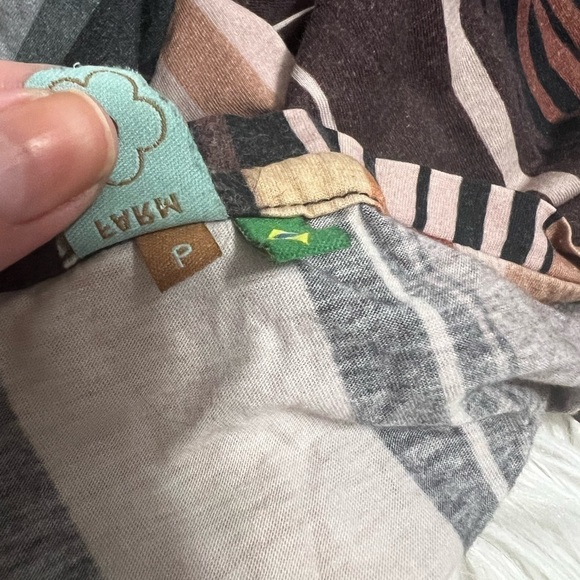 Farm Rio striped T-shirt women P large brown black tan short sleeve - Picture 12 of 12